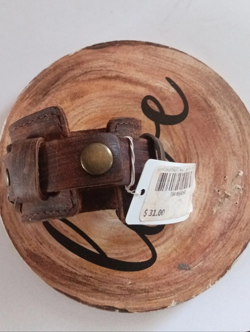 Brown Leather Cuff Bracelet Snaps Cross Silver Plate Just A Small Town Girl NWT